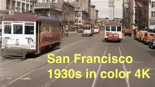 SAN FRANCISCO 1930s Market Street California in color (60fps, Remastered) 4K / FOCUS