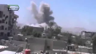 Сирия, Дамаск: ВВС режима Асада бомбит Замалку 21.07.2013