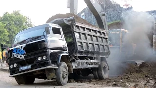 All Overloaded Dump Truck Stuck Recovery By Excavator