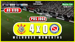 PÓS JOGO CORINTHIANS X ARGENTINO JUNIORS AO VIVO COM IMAGENS simulação pes 2021 melhores momentos