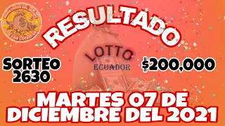 RESULTADO LOTTO SORTEO #2630 DEL MARTES 07 DE DICIEMBRE DEL 2021 /LOTERÍA DE ECUADOR/