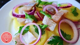 Russian Food | Herring & Potato Salad  | Закуска селедка с картошкой