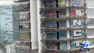 Graffiti-covered skyscrapers in downtown LA draw global attention