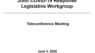 June 3, 2020 Meeting of the Joint COVID-19 Legislative Workgroup