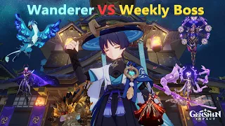 Wanderer(Scaramouche) with Wanderer's Troupe Artifact Set VS Weekly Boss  | Genshin impact