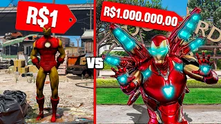 HOMEM DE FERRO DE R$1 vs HOMEM DE FERRO DE R$1.000.000,00 no GTA 5