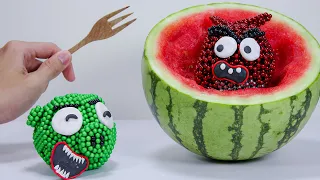 Angry Birds Food Challenge & Mukbang Watermelon Ice Cream from Magnetic Balls | Stop Motion Asmr