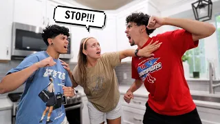 FIGHTING WITH MY BROTHER IN FRONT OF MY GIRLFRIEND PRANK!! *BAD IDEA*