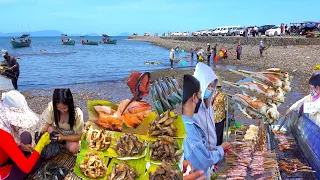 Ever Seen Cambodian Crab Market @ Kep Beach? Grilled Seafood, Live Blue Crab, Dried Seafood, & More