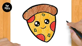 #101 How to Draw a Cute Pizza Slice - Easy Drawing Tutorial