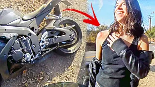 BIKER GIRL ISN'T SCARED OF ANYTHING | Crazy Motorcycle Moments - Ep.#327