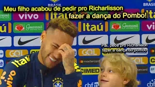 Filho de Neymar rouba a cena em entrevista, interrompe e pede pro Richarlison fazer a dança do Pombo