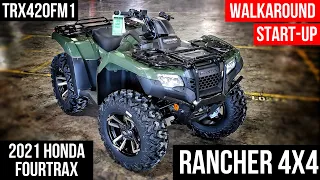 2021 Honda Rancher 420 4x4 ATV Walkaround / Exhaust Sound | FourTrax TRX420FM1