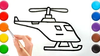 Learn  Helicopter drawing colouring and painting for kids | Toddler | Kids Drawing | kids video |