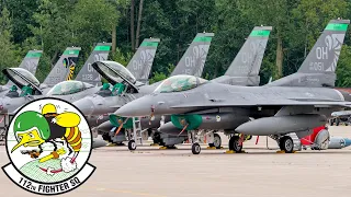 Stingers, USAF. Powerful F-16 Fighting Falcon fighter jets of the Ohio Air National Guard