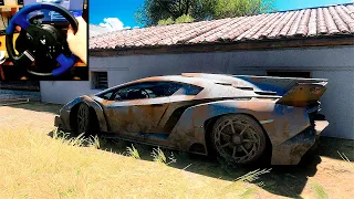 Rebuilding Lamborghini Veneno - Forza Horizon 5 | Thrustmaster T150RS gameplay