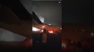 Screaming Boeing 737 passengers scramble to escape from burning jet