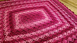 How To Crochet Barvarian Stitch RECTANGLE Blanket - Crochet Tutorial