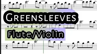 Greensleeves I Flute or Violin Sheet Music Backing Track Play Along Partitura