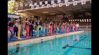 Atletas do Nado Sincronizado se divertem com caudas de sereia  da Sirenita Brasil