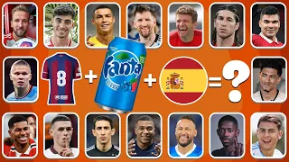 (FULL 76) Guess the SONG, favorite DRINK, JERSEY Number and Flag of football player | Ronaldo, Messi