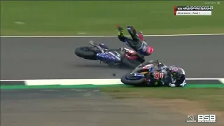 Tarran Mackenzie vs Jason O'Halloran Crash | BSB Silverstone 2021 Race 1