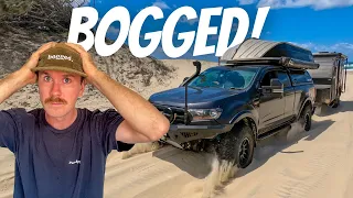 BOGGED at INDIAN HEAD! K'GARI (Fraser Island) towing an OFF-ROAD CARAVAN!