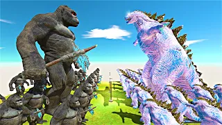 Legendary Growin War  | Growing King Kong vs Pink Neon Godzilla - Animal Revolt Battle Simulator