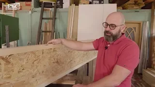 Handmade wooden I-beam in carpentry workshop