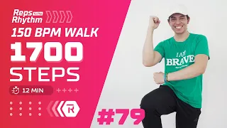 150 BPM FAST WALK in 12 Mins • 1700 STEPS • Walking Workout #79 • Keoni Tamayo