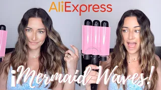 COMO HACER ONDAS DE SIRENA 🤩| MERMAID WAVES | ONDAS PLAYERAS | RIZADORA TRES TUBOS | ALIEXPRESS