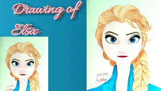 Drawing Frozen2 Elsa/Drawing hands/colored pencil Drawing/How to draw Elsa using colored pencils