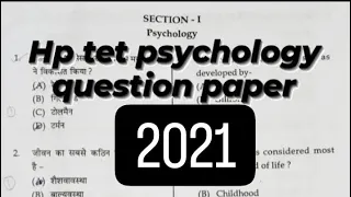 HP TET previous year questions paper solve PSYCHOLOGY section 2021 HP TET/D.El.EdTET/2022-23