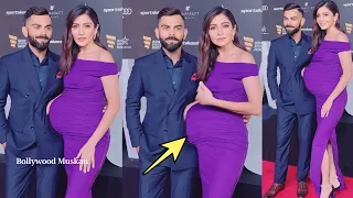 2nd Time Pregnant Anushka Sharma and Virat Kohli Power Couple Arrives at Indian Sports Honours 2023