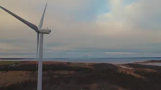 Windmills in Summerside, Prince Edward island drone view
