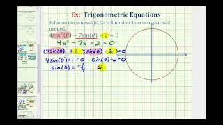 Ex:  Solve a Factorable Trig Equation with Rounded Radian Solutions - Quadratic Form