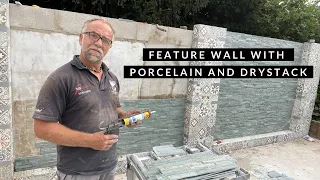 DIY Porcelain Feature Wall with Dry-Stack Technique: Step-by-Step Tutorial 🏡🔨 #featurewall