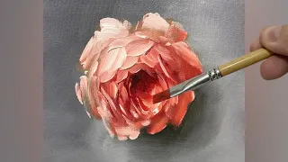 ROSE PAINTING WITH 3D EFFECT / ACRYLIC ON CANVAS / STEP BY STEP TECHNIQUE FOR BEGINNERS