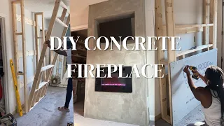 DIY Concrete/Cement Fireplace | Using Electric Fireplace Insert from Amazon