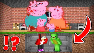 JJ and Mikey Hide From PEPPA PIG FAMILY.EXE in Minecraft - Maizen