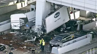 Raw Video: Chopper 5 Over Deadly Crash at Bay Bridge Toll Plaza