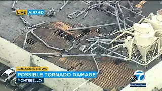 Tornado rips roof off buildings in Montebello
