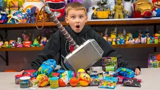 HUGE THOR HAMMER Surprise Toy Opening Super Hero Eggs Blind Bags Toys for Boys Kinder Playtime