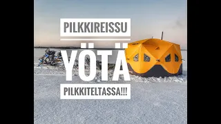 Pilkkireissulla, yötä pilkkiteltassa -20 pakkasella! Kamiinana Petromax Loki.