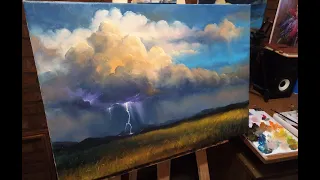 #39 ГРОЗОВЫЕ ОБЛАКА. Как нарисовать простой пейзаж маслом. TUNDERSTORM Landscape Oil PAINTING