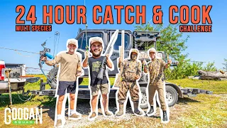 24 Hour EAT ONLY WHAT YOU CATCH Challenge! ( MULTI SPECIES )