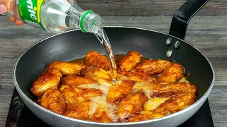 These chicken wings are tastier than at KFC. With Sprite, on the pan!