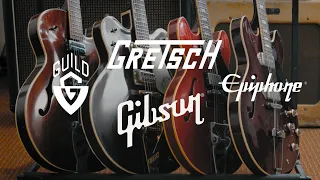 Comparing Hollowbody & Semi-hollowbody Guitars from Gibson, Guild, Gretsch and Epiphone.