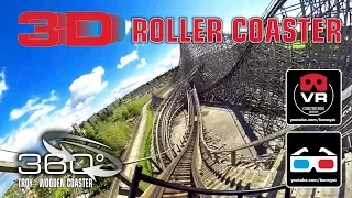 3D 4K 360° - TROY Wooden Roller Coaster - VR180 Experience #360video on-ride Toverland