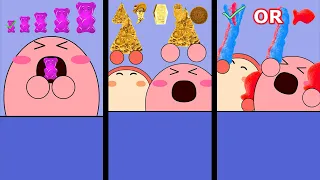 Kirby Animation - Eating Spicy Food, Gold Food & Gummy Bear Asmr Mukbang Complete Edition
